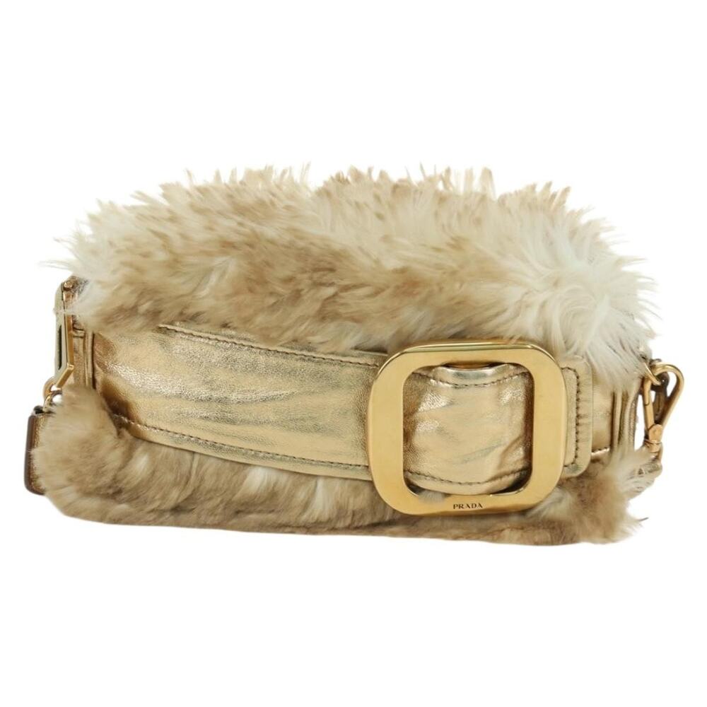 Prada Fur Shoulder Bag Beige